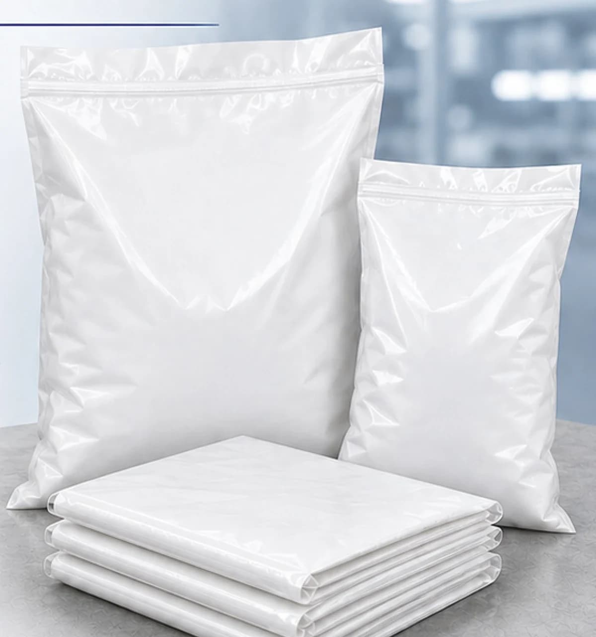 LLDPE polybags — filled and folded