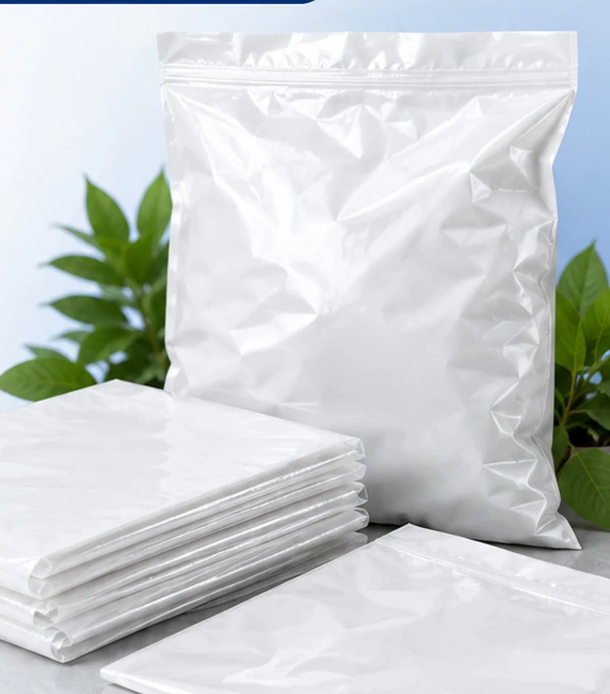 LLDPE zip lock bags and folded film stack